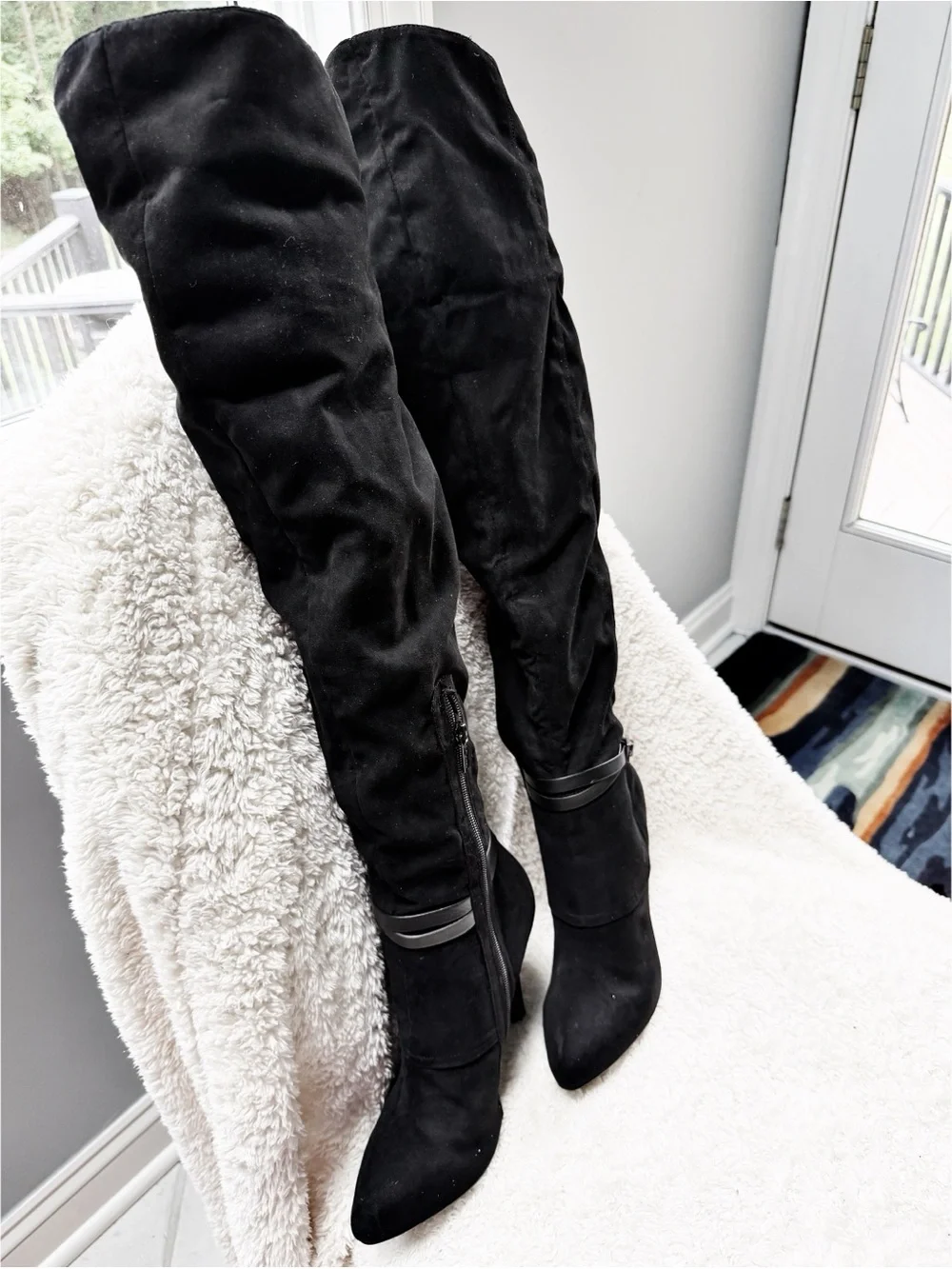 NWOT Black Over-the-Knee Suede Boots - Can Foldover